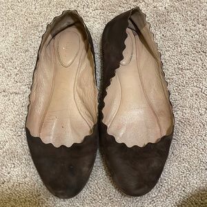 Chloe scalloped ‘Lauren’ ballet flats brown 8.5